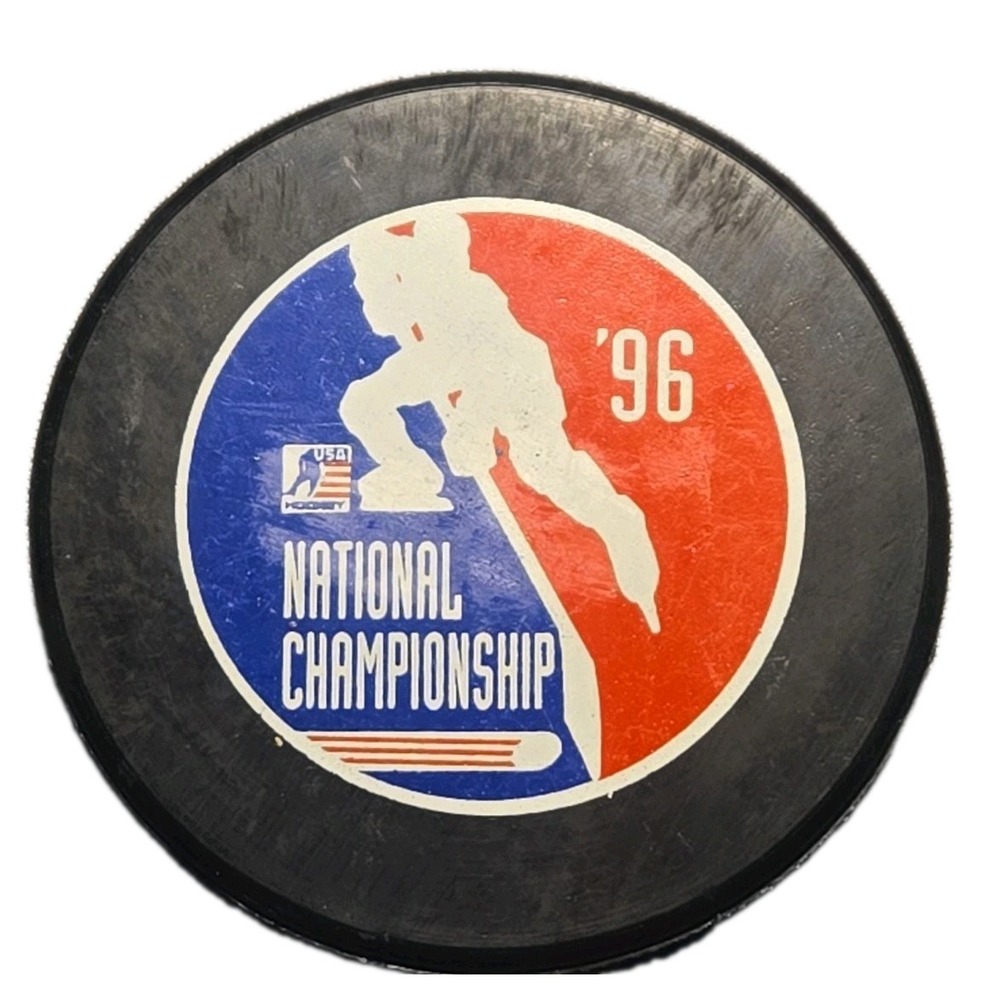 Vintage 1996 USA Hockey National Championship Puck Made In Czech Republic 96 Tea